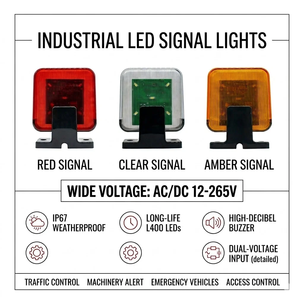 

DC/AC 12V-265V Flashing Alarm Lamp Light Blinker Strobe Signal Light For Automatic Swing Siding Garage Gate Opener