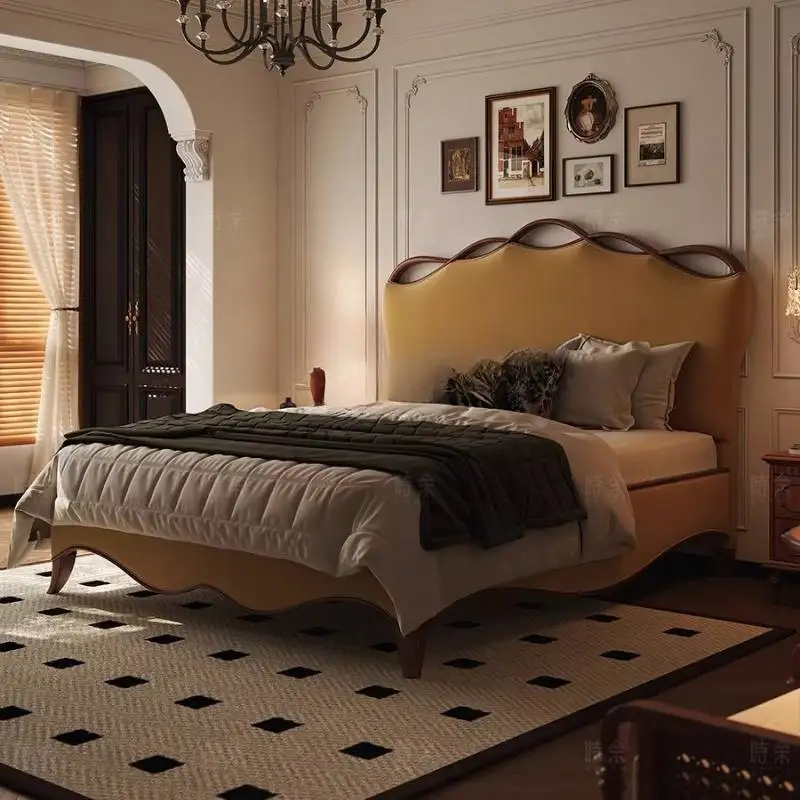 Wooden Modern Grounded Bed Frame Lumbar Support Household Style Sets Bed Bedroom Frames Bases Double Letto A Castello Furniture