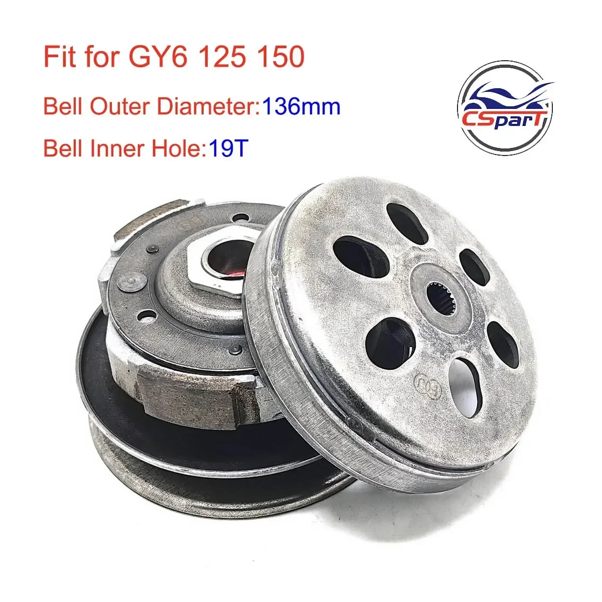 136MM 19T GY6 Clutch Assembly 125CC 150CC 152QMI 157QMJ Baotian Jmstar Jonway SunL Taotao Kazuma Scooter ATV Buggy  Parts