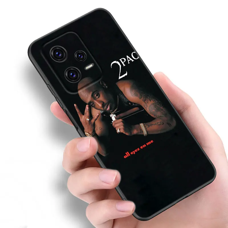 Rapper 2pac Tupac Black Silicone Phone Case For Xiaomi Redmi Note 10 11 11S 12 13 4G 8 9 11T Pro 5G Plus 8T 9S 10S 12S