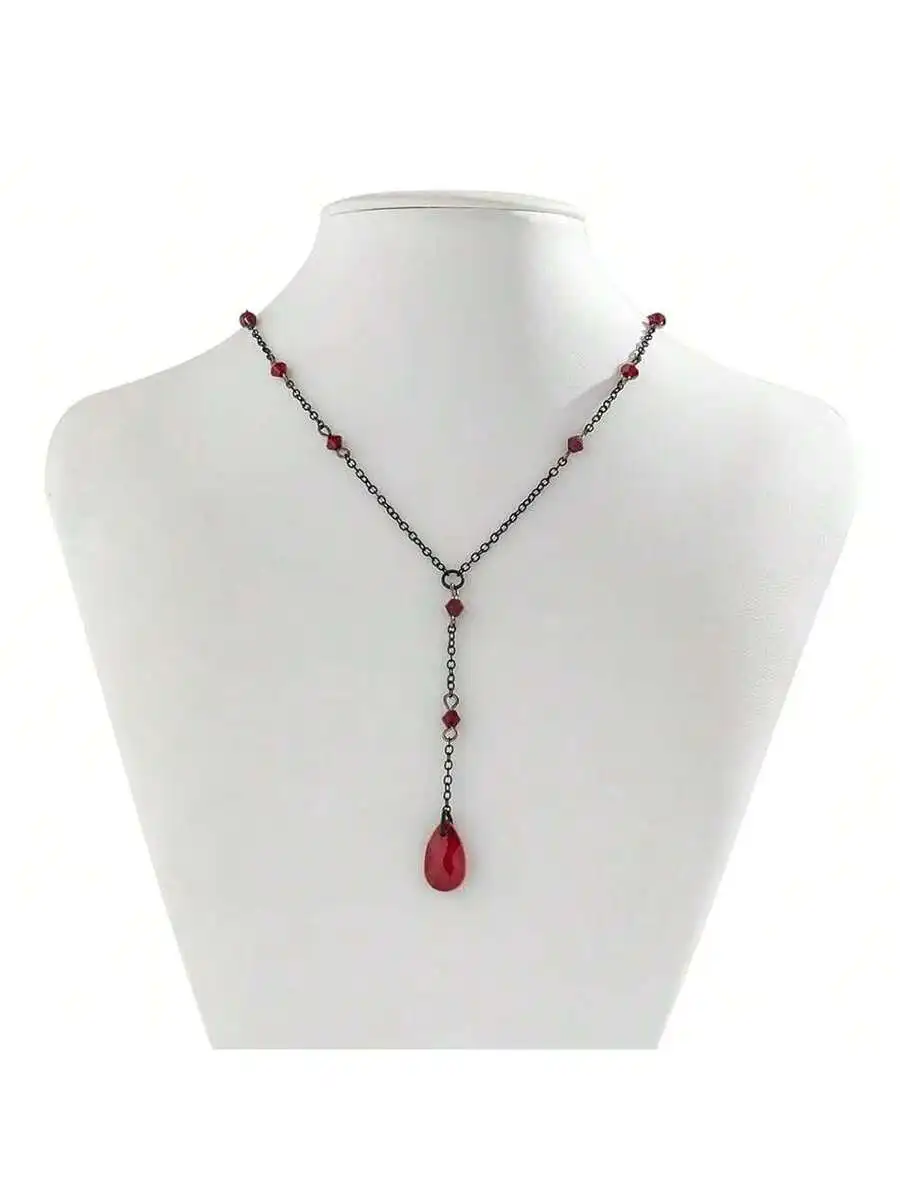 

Punk Crystal Blood Drop Pendant Choker Necklace Y2K Gothic Fringe For Halloween Cosplay Party