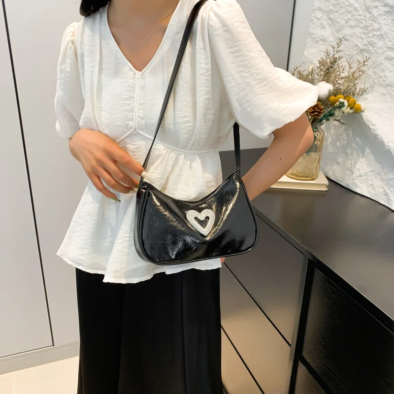 1 piece pure color one shoulder women's bag fashion armpit bag high-end commuter small bag