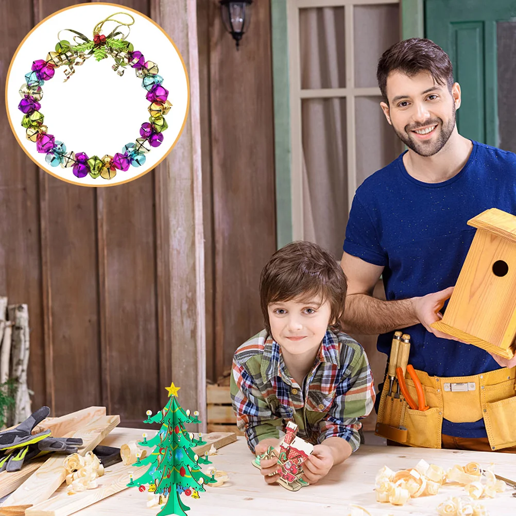 

10.8 Inch Christmas Wreath Bells Decorative Hanging Door Wall Garland Xmas Floral Holiday Ornament Christmas Wreath with Bells