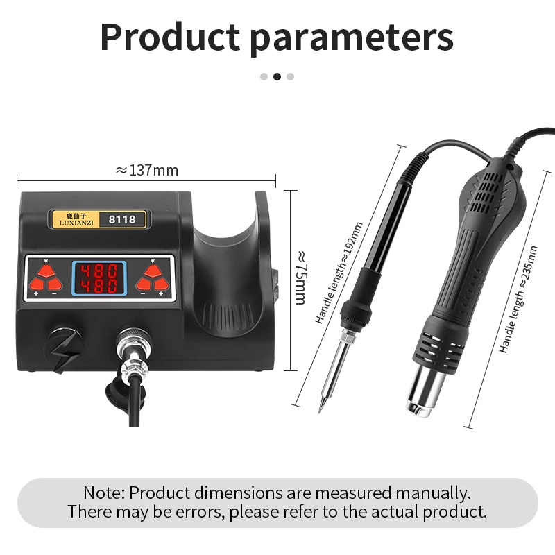 LUXIANZI 700W Hot Air Gun Soldering Station 2 IN 1 Dual Digital Display BGA Rework Solder Welding Repair  Desoldering Tools 8818