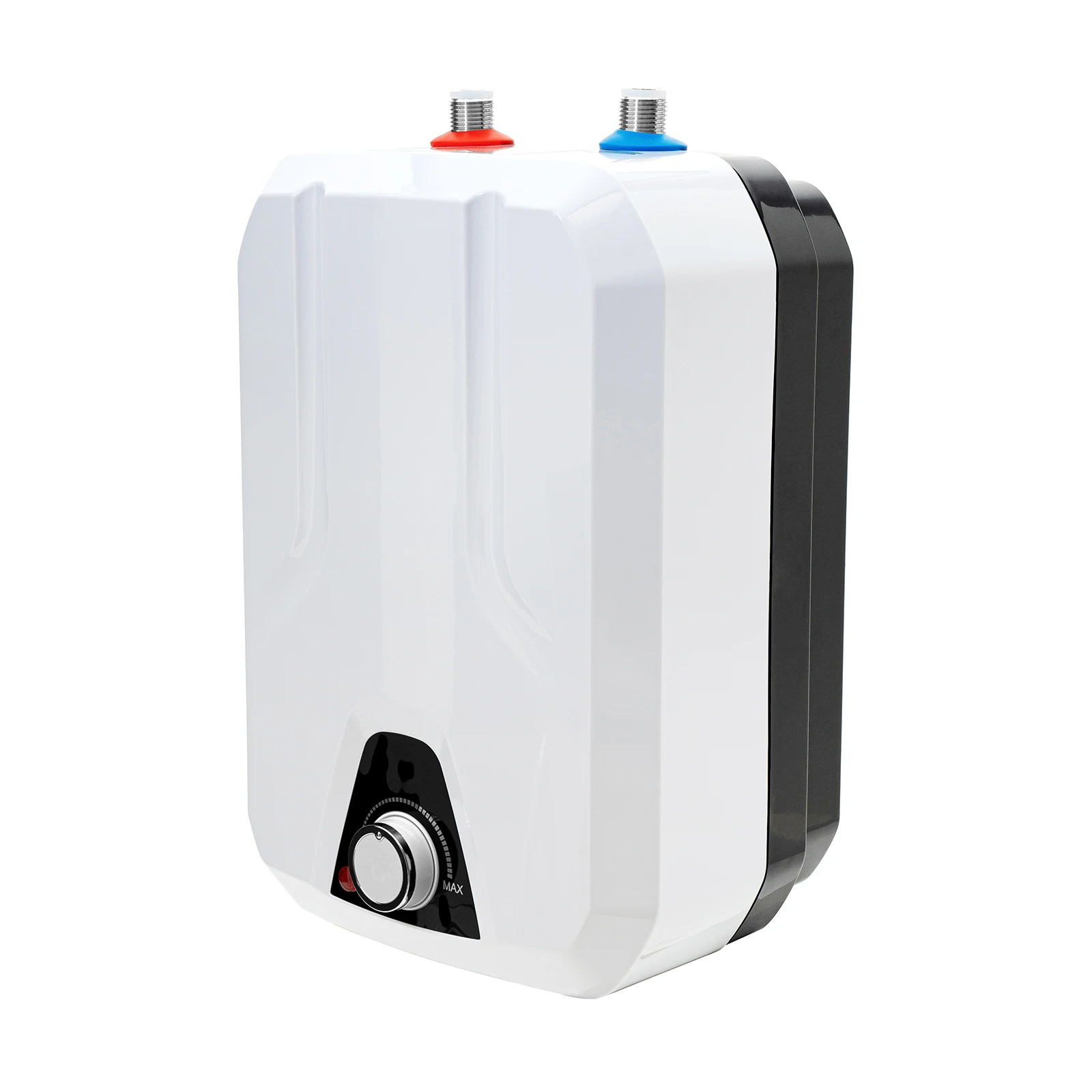6L Wall Mount Mini Electric Water Heater 110V US Plug Upward Outlet 1500W Heating Tube 131-158℉ Adjustable Knob Overheat Dry Burn Leak Protection Kitchen Apartment Hot Water Unit
