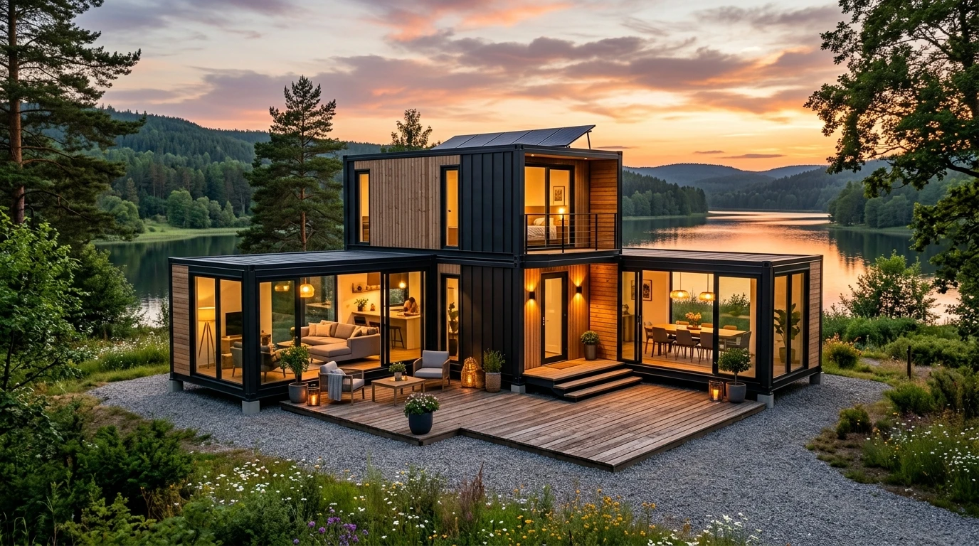 Premium Modular House with 2 Bedrooms 1 Bathroom Full Kitchen for Resort Guest House Backyard Living prefabricated houses