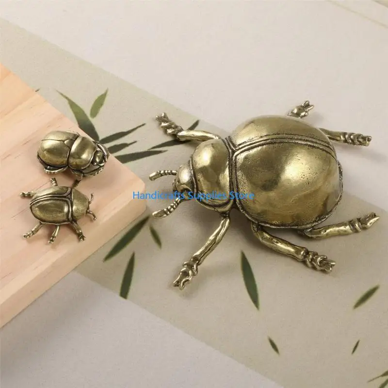 R1WA Aged Look Metal Insect Sculpture Statue Ladybugs Model Home Display Art Piece