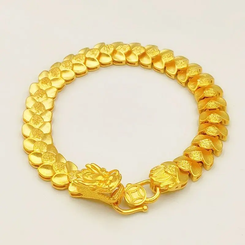 Like real  Vietnamese Yellow Three-Dimensional Dragon New Men's Bracelet That Will Not Fade For A Long Time, Simulation 999