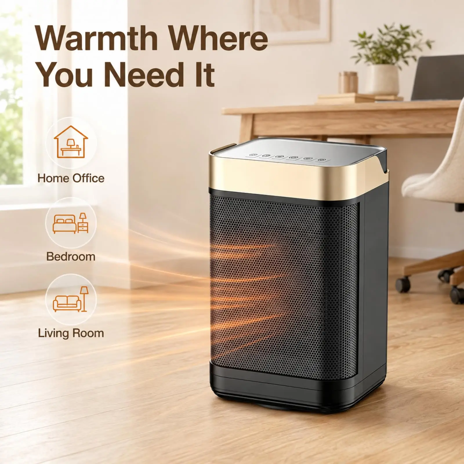 Electric Heaters 1500W Portable Ceramic Space Heater with 4 Heat Settings Fast PTC Heating Oscillating Quiet Operation for Bedroom Office Home