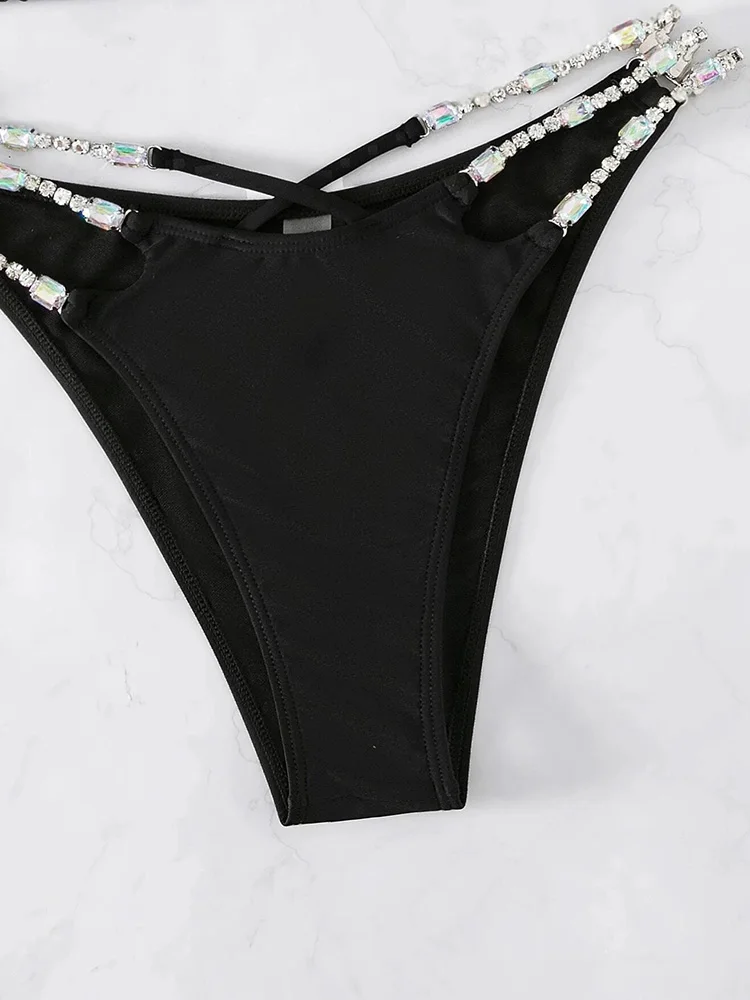 Bikini con diamantes de cristal brillante para mujer, traje de baño femenino de dos piezas con cadenas, 2024