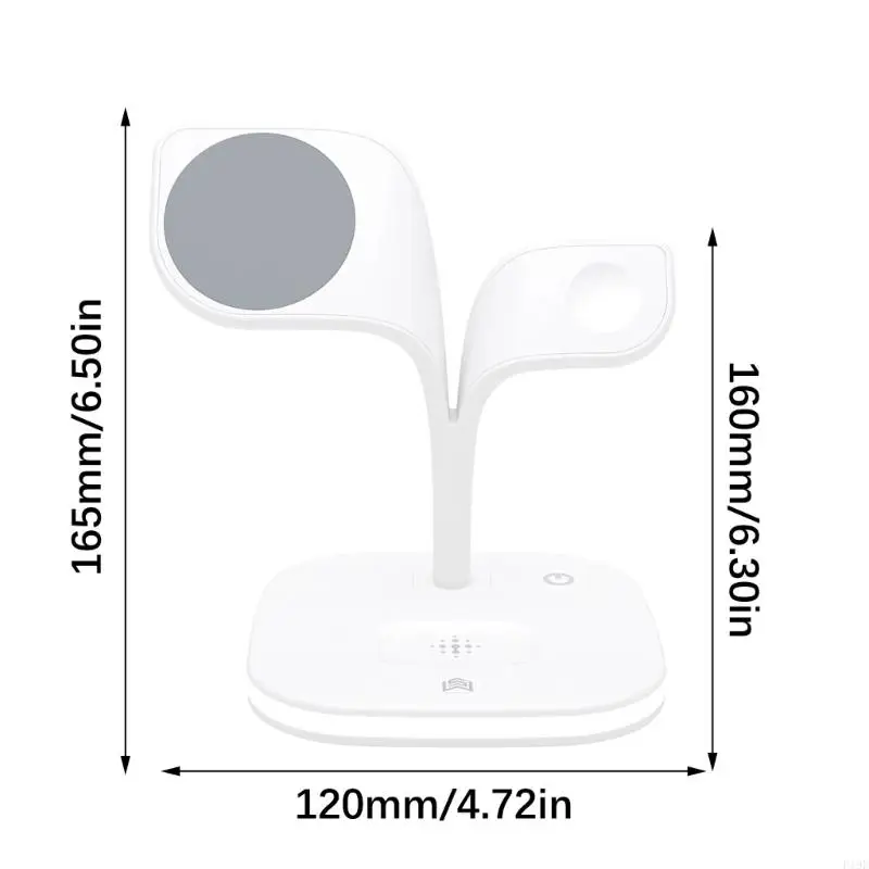 Upgrades Wireless Charging Stand with 15W Fast & Adjustable Night Light for Phone Earbud Watch F19E