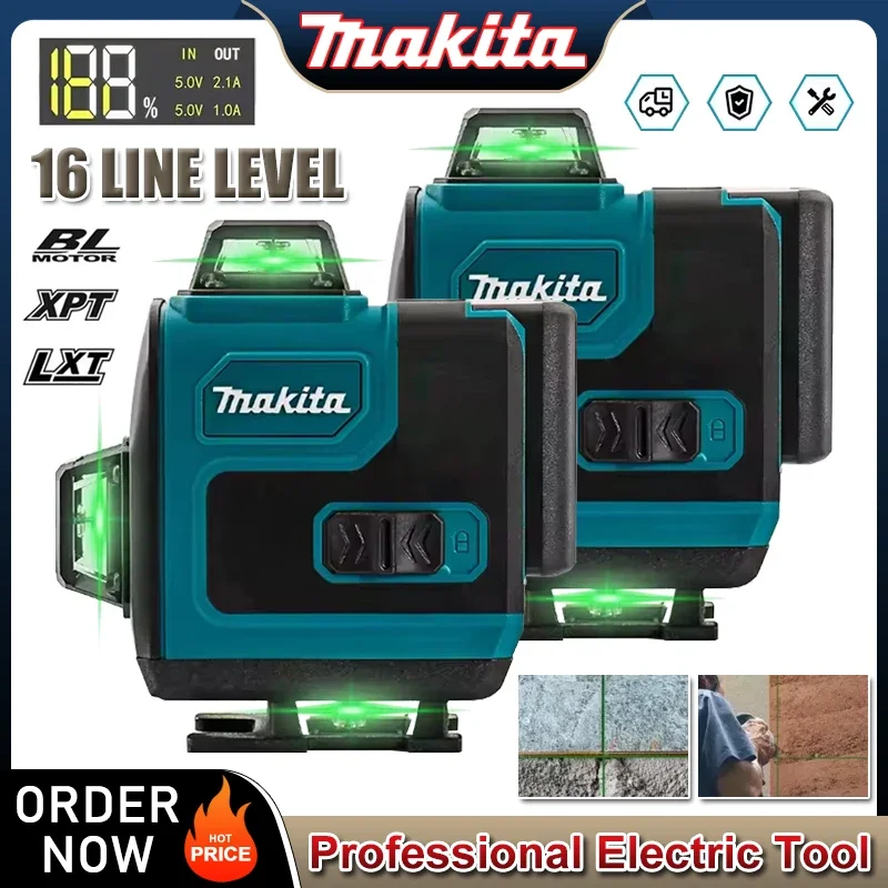 Makita 16-Line Cross Level 360 Horizontal Vertical High-Precision Green Light Laser High-Precision Wall-Mounted Portable Tool