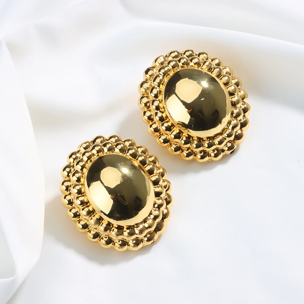 Trendy Earrings and Pendant Set For Women Necklace Fashion Jewelry Copper Golden Geometric Wedding Party Gift