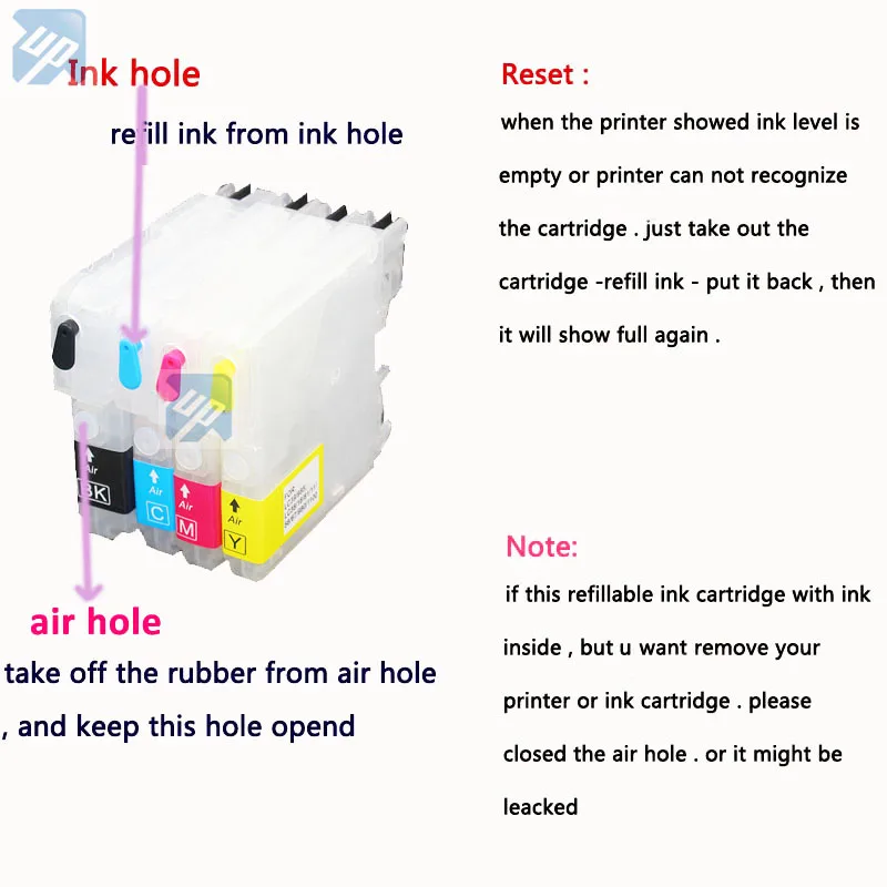 LC39 LC985 LC975 LC980 Refillable Ink Cartridges for Brother DCP-J125 J315W J515W MFC J220 J265W J410 J415W rechargeable