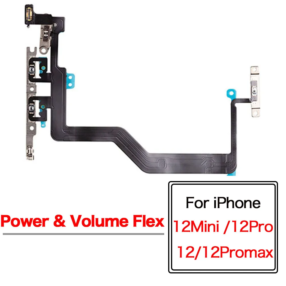 

Выключатель питания, кнопка отключения громкости, кнопка отключения звука, гибкий кабель для iPhone 12 Mini Pro Max с заменой кронштейна