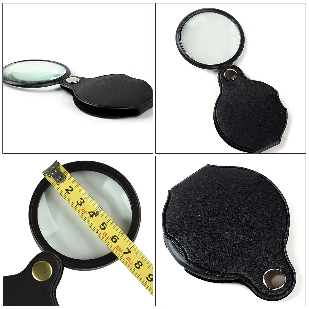 3Pcs Pocket Magnifying Glass Portable Foldable Reading Magnifier with Protective Cover for Elderly Low Vision Students