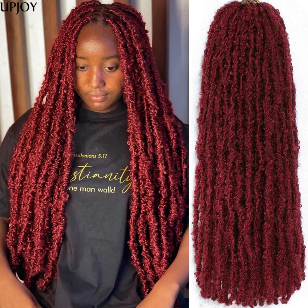 Locomotoras de mariposas UPJOY Trenzas De Pelo De Ganchillo Pre-bucle Locs desordenados Pelo De Ganchillo Natural Locomotoras angustiadas Cabello de crochet para mujeres y niños