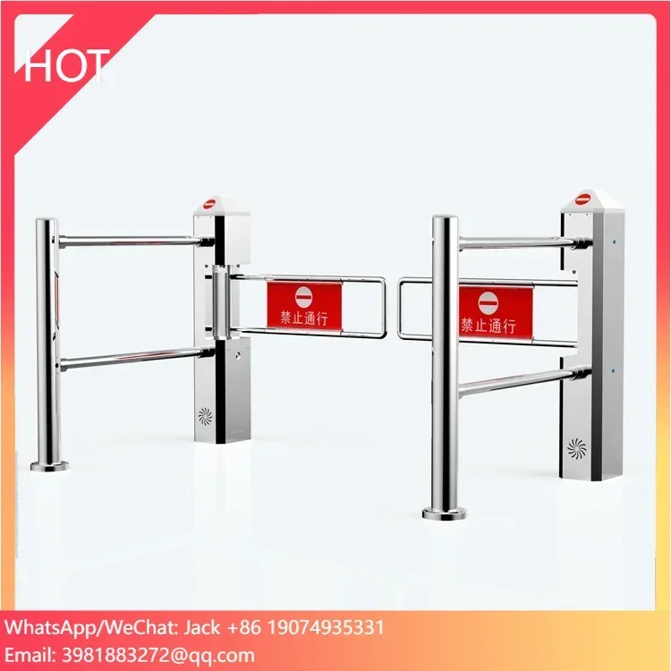 Supermarket security entrance automatic mechanical swing barrier door gate with sensor electric swing turnstile barrier gate