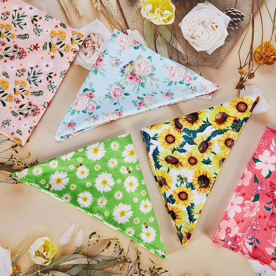 8 قطعة الكلب الأزهار باندا الربيع زهرة الحيوانات الأليفة Trile مريلة وشاح ديزي روز الحيوانات الأليفة باندا مناسبة لمعظم الكلاب والقط نمط لطيف