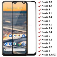 Full Cover Protective Glass For Nokia 5.4 3.4 5.3 8.3 2.3 1.3 Screen Protector For Nokia 3 3.1 3.2 5 5.1 X5 6 6.1 6.2 7 7.1 7.2