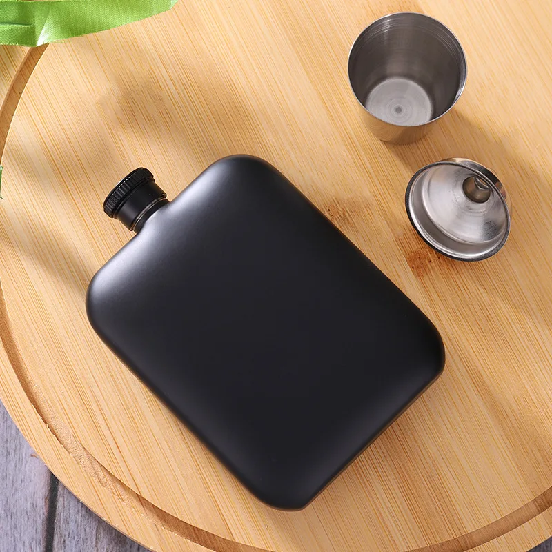 6oz Portable 304 food grade Ssquare Flagon Whiskey Vodka Wine Pot Hip Flask Set Alcohol Drinking pocket Bottle outdoor camping