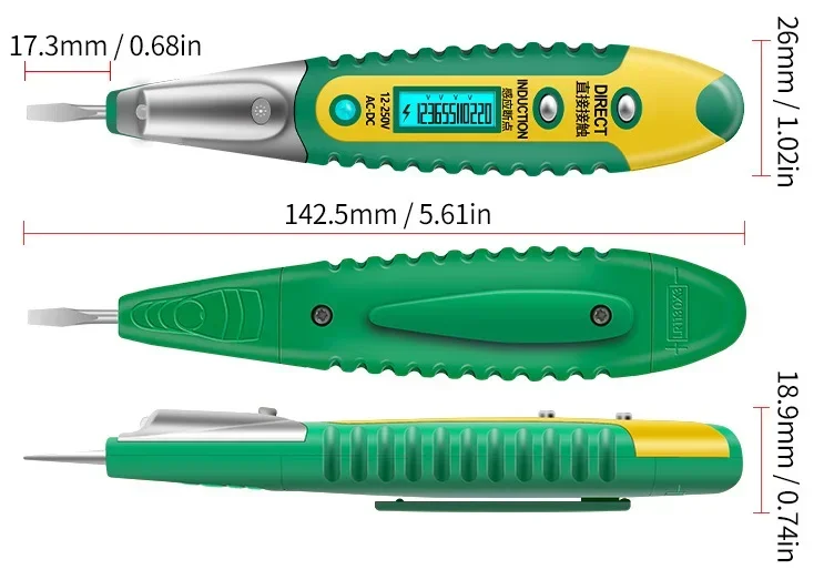 AC DC 12-250V Electricity Measurement Pen Tester Electrical Screwdriver LCD Display Voltage Detector Test Pen Electrician Tools