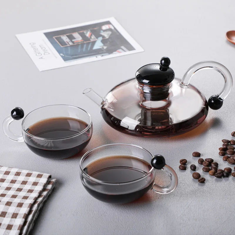 Light luxury style transparent glass rat tail tea coffee pot electric ceramic stove heating boiling water teapot high