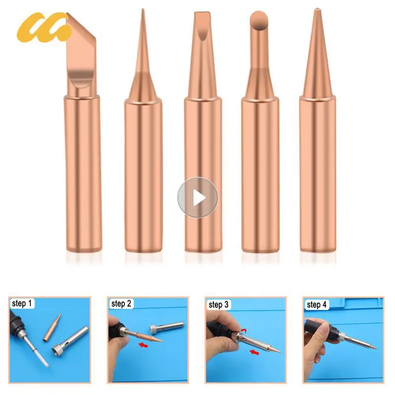 5PCS Copper 900M-T Soldering Iron Tip Set Electric Soldering Iron -free Welding Tips Head BGA Soldering Tools Welding Tips