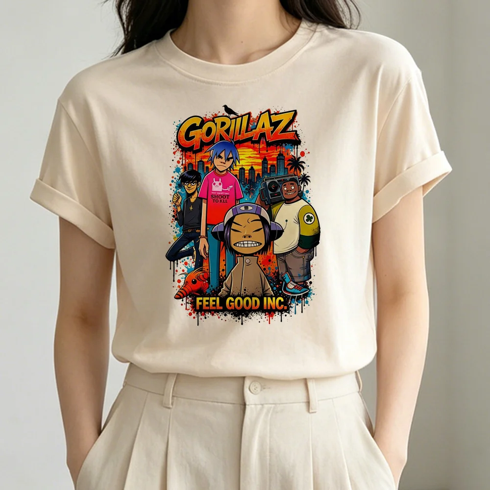 Gorillaz tshirt shoujo party goth cute gyaru 80s tshirt summer japan japanese harajuku jojifuku