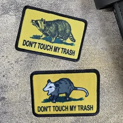 Don't Touch My Trash Raccoon Gadsden Flag Meme Tactical Patches Removable Morale Badge Patch with Hook and Loop Backing