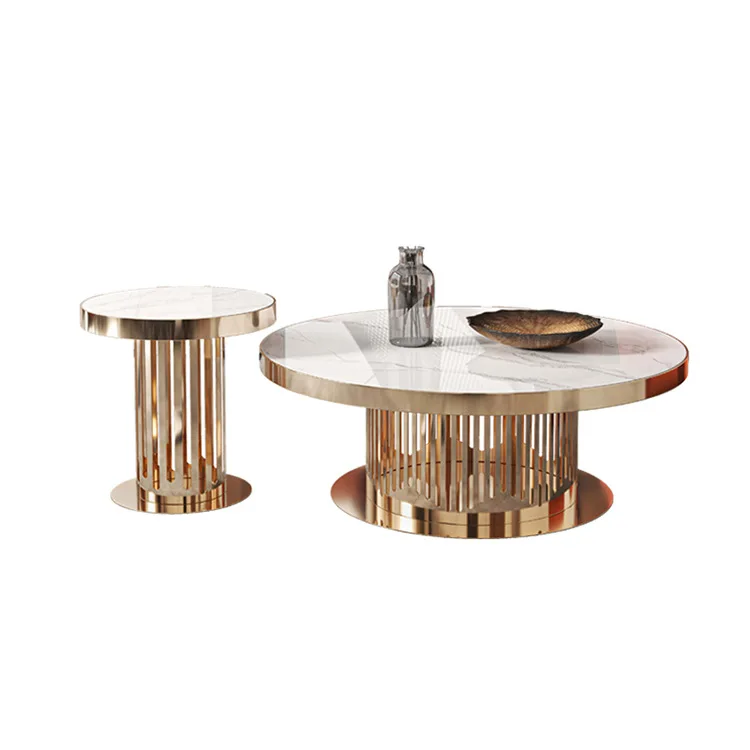 

Light luxury, slate, round, coffee table, modern, simple, household, creative, stainless steel