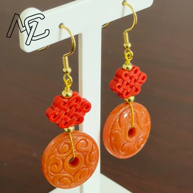 

925 Silver Green Jade Double Sided Carving Money DIY Earrings Women Jadeite Natural Gemstone Accessories Charm Amulet Jewelry