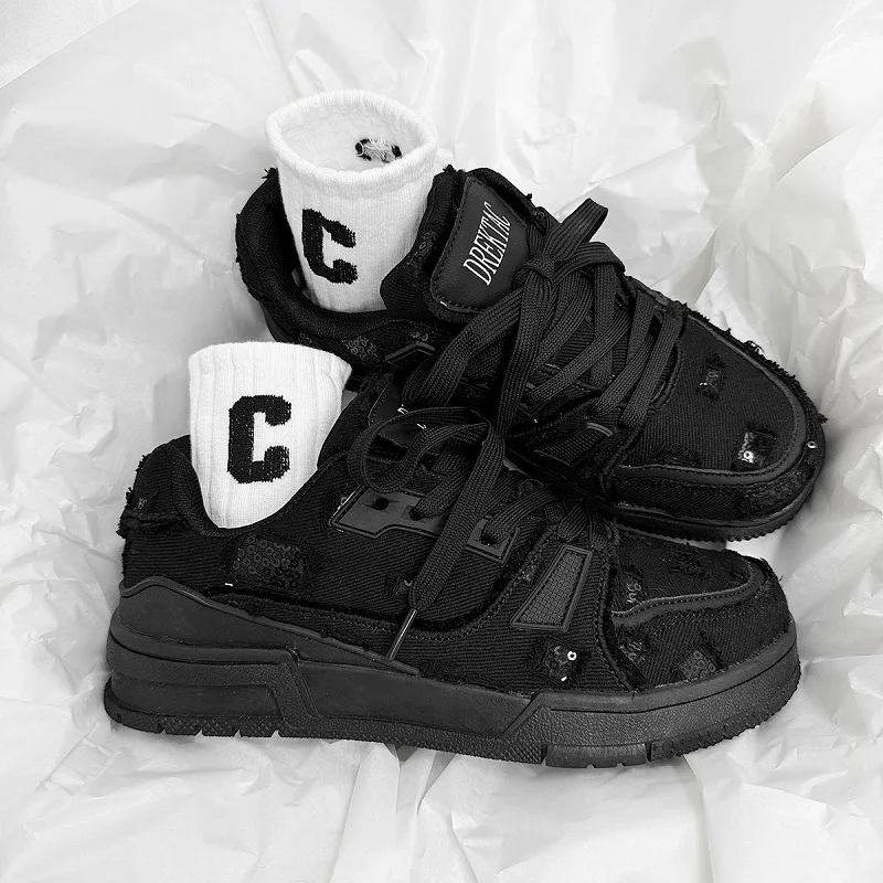 

Модные нескользящие дышащие кроссовки на толстой подошве, вулканизированные, хит продаж, мужские и женские, люксовые повседневные туфли, новые унисекс-кеды