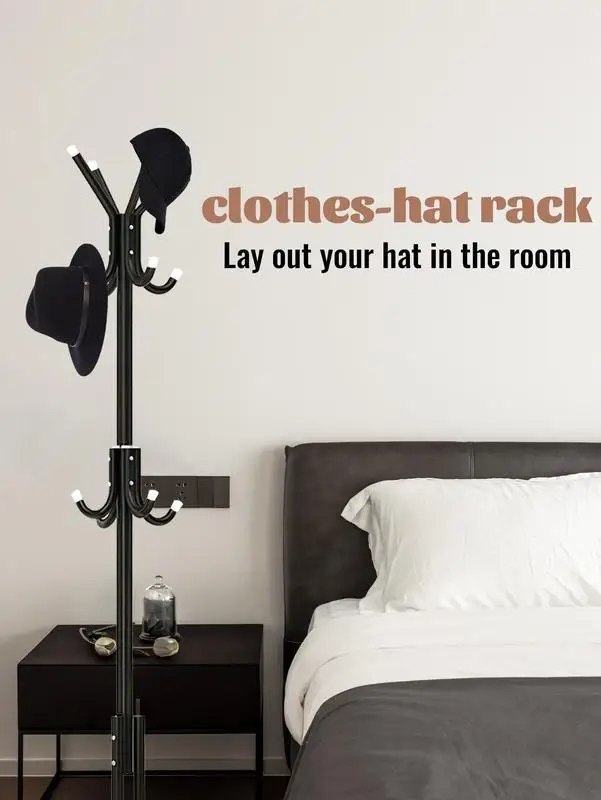 Freestanding Metal Coat Rack Tree-Shaped Clothes Stand with 12 Hooks Space-Saving Floor Garment Rack Entryway Hallway Organizer Hanger for Jackets Hats Scarves Bags Easy Assembly Home Furniture
