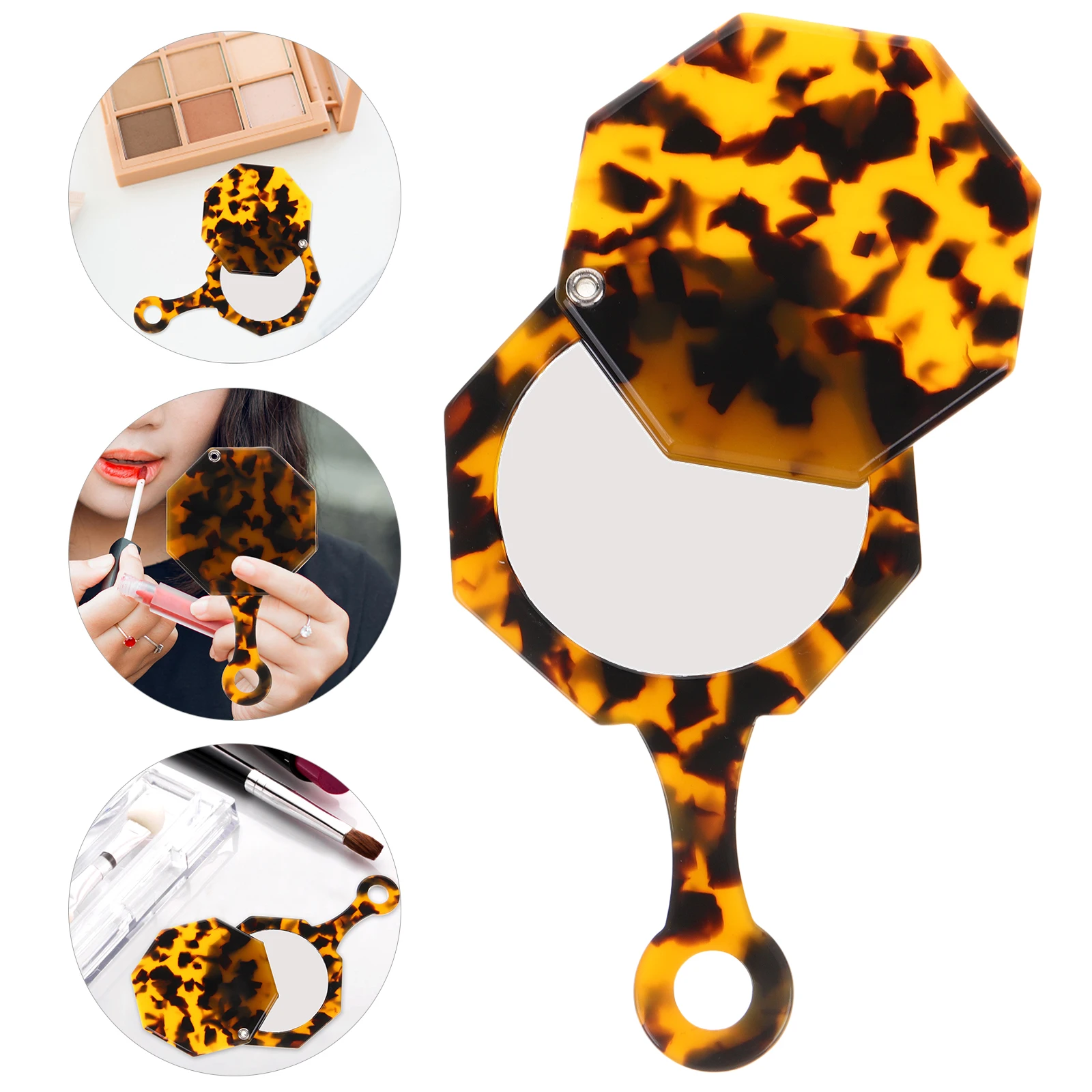 

Vintage Handheld Makeup Mirror Ergonomic Handle Compact Portable Travel High Definition Small Mirror for Women