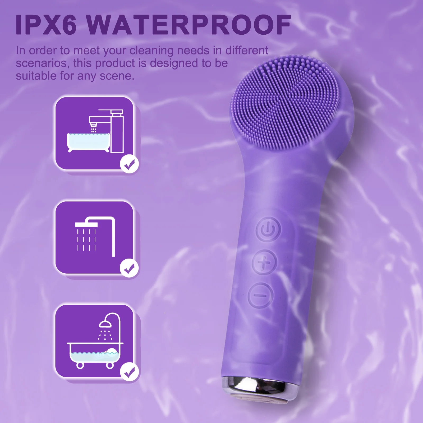 Facial Cleansing Brush for Women Sonic Waterproof Heating Massage Rechargeable Exfoliating Electric Face Scrubber Cleanser Brush