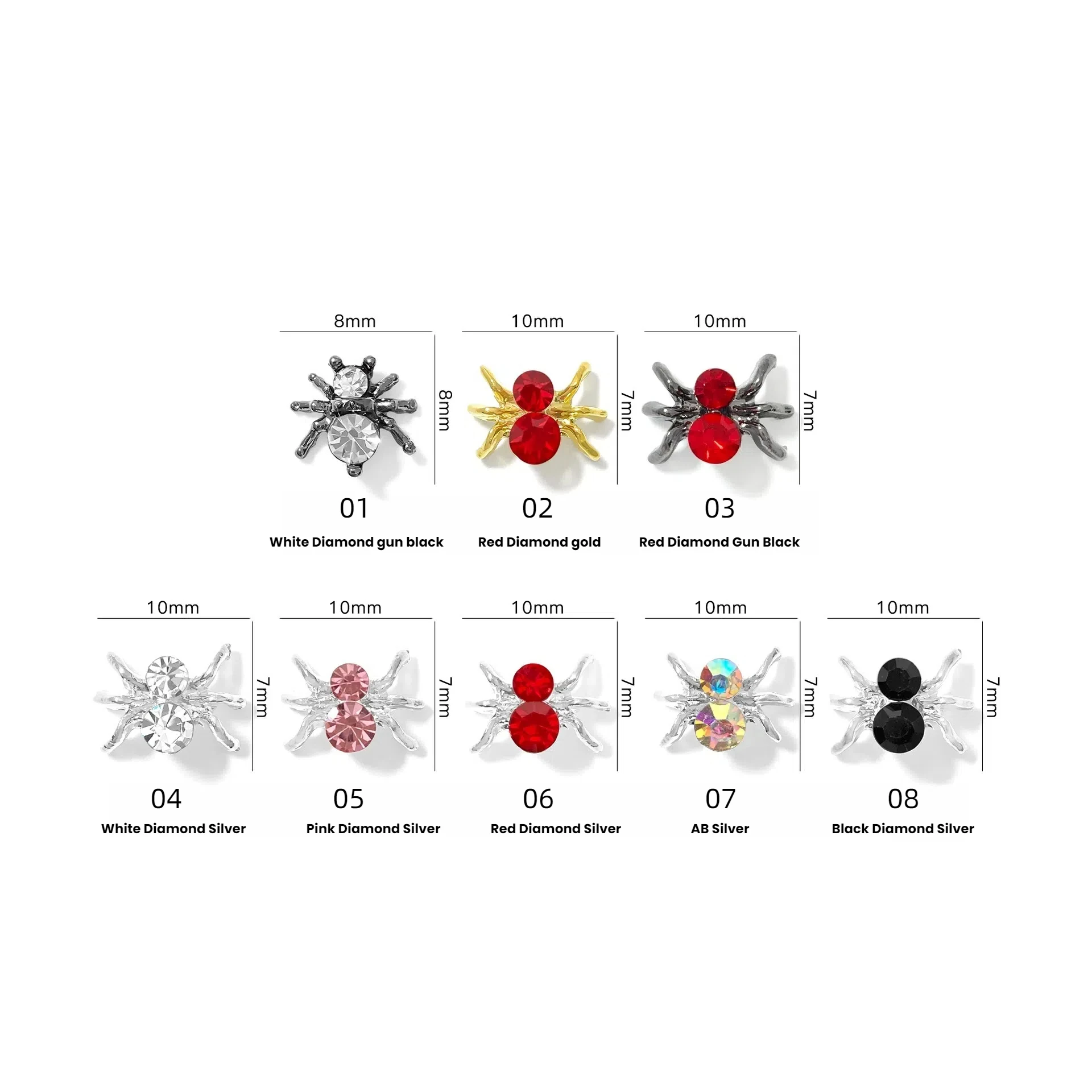 20PCS Luxury Punk Style Alloy Zircon Nail Decorations 3D Pearl Embellished Dark themed Rhinestones for DIY Nail Art Charms