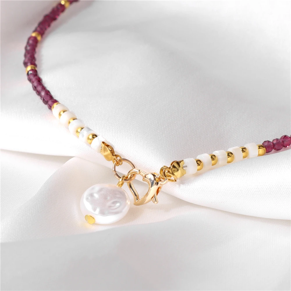 

Freshwater Pearl Pendant Heart Clasp Necklaces For Women Girl Natural Stone Crystal Beads Chain Handmade Fashion Collar Jewelry