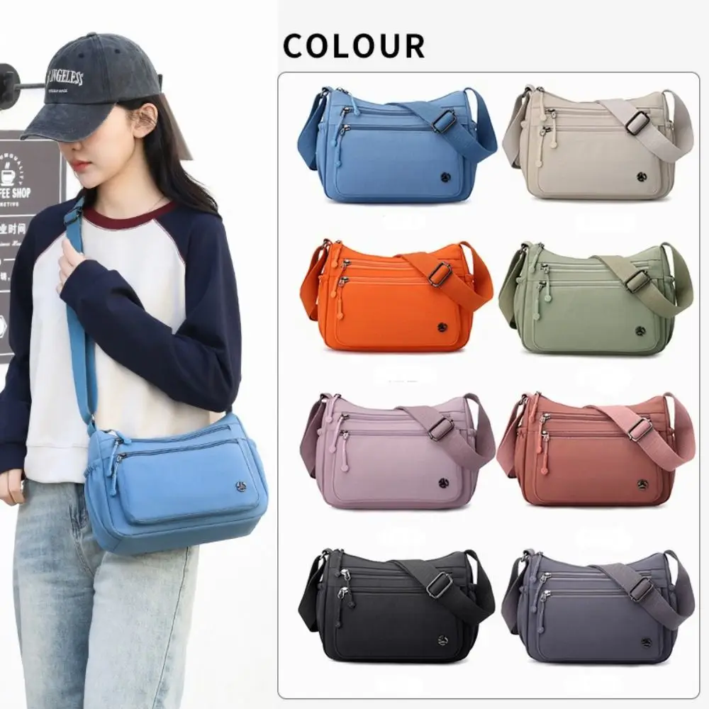 

Casual Nylon Crossbody Bag Large Capacity Water-Resistant Travel Purse Bag Lightweight Multi-pockets Women Shoulder Handbag