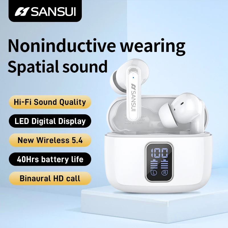 

Sansui W9 TWS Binaural HD call noise reduction CE FCC Rohs fone de ouvido Hi-Fi Sound gaming Wireless bluetooth earphone earbuds