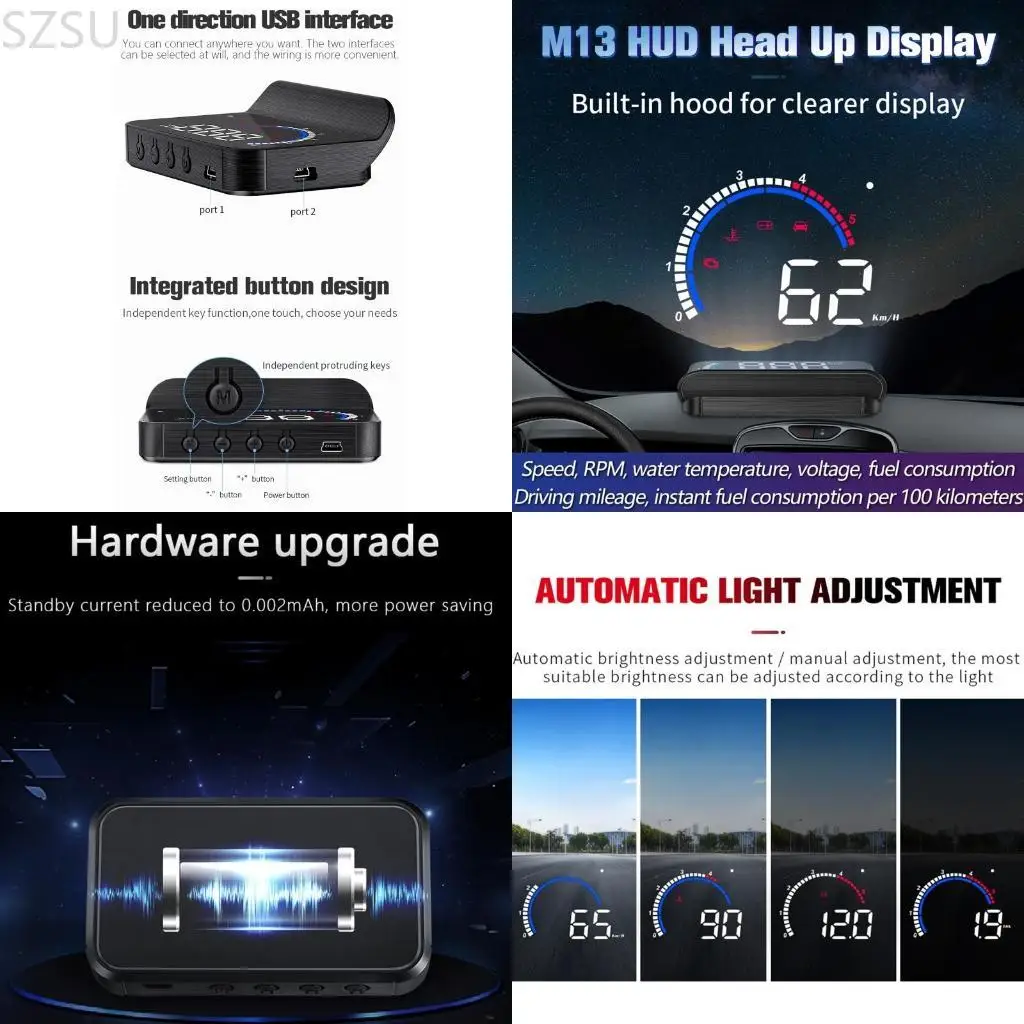 

SZSU для Head Up Display Auto Display System OBD для Car HUD -датчик Digital Odom