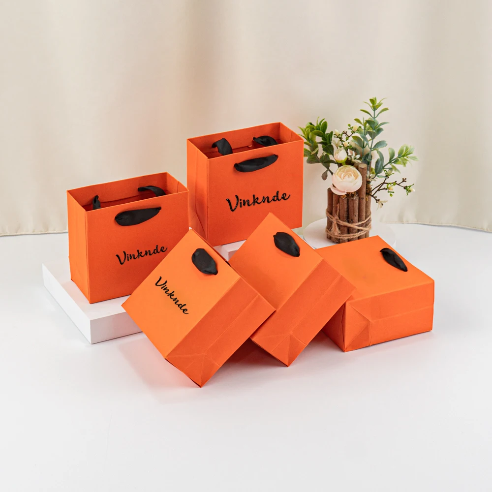 

Bulk Small Kraft Paper Tote Handle Bag Personalized Jewellry Gift Packaging For Shopping Pouches Boutiques Women's Present Bags