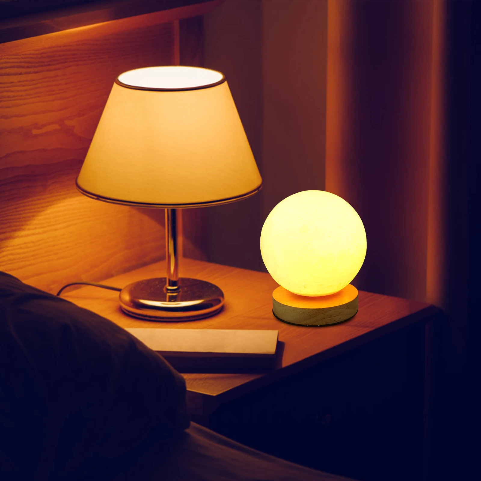 

Rotatable Moon Lamp 12CM LED Night Light Safe Eyes Compact Base Charging Desk Bedroom Aesthetic Warm Atmosphere Decorative Led