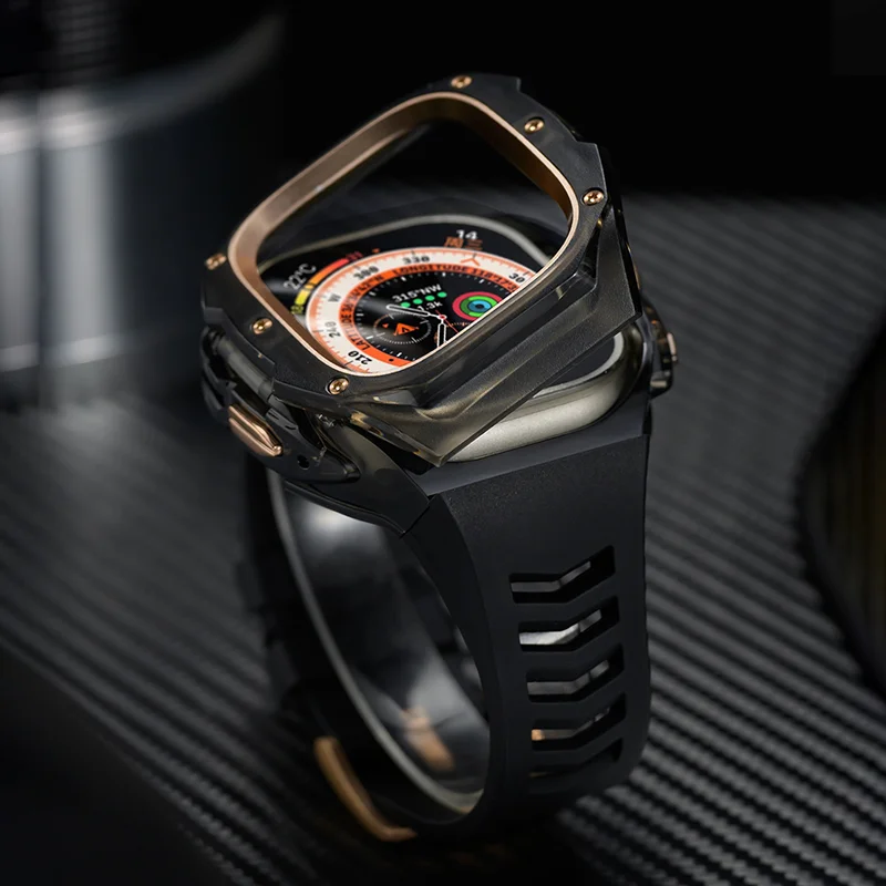 

Luxury Modification Kit For Apple Watch Ultra 3 49mm Sport Rubber Strap For iWatch Series Ultra 2 1 49mm Glacier Case Refit Kit