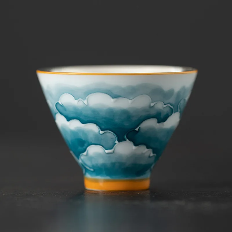 Hand-Painted Tea Gift Set Ceramic Chinese Style Tasting -Plated Master Single Silver Cup Business Souvenir