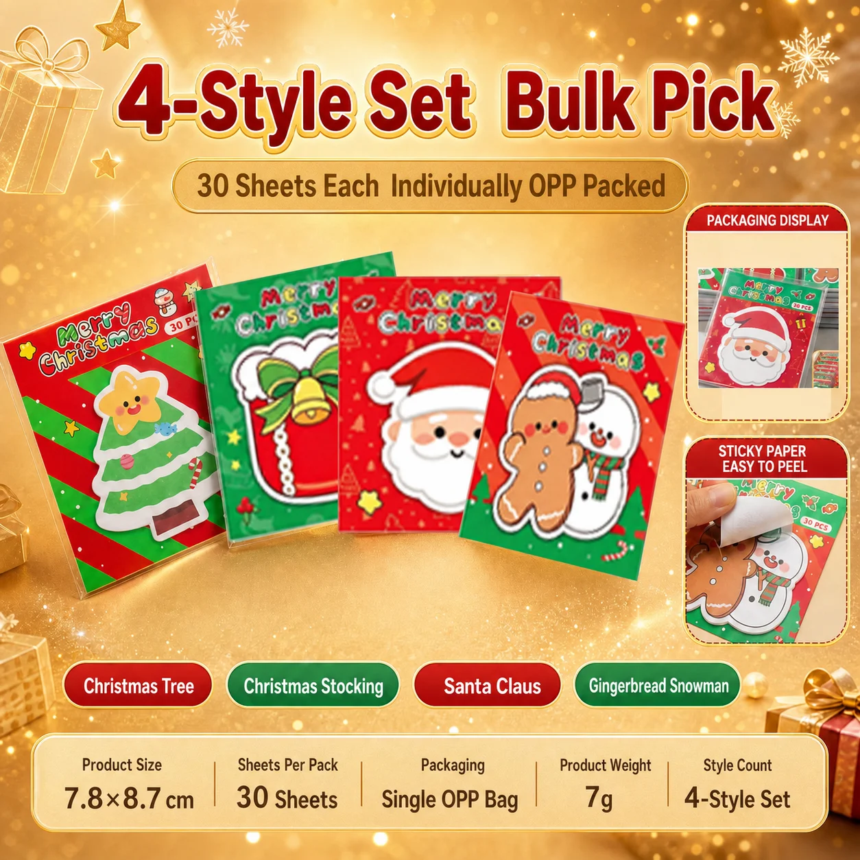 Christmas Memo Pad Cute Die-cut Memo Pads Shaped Memo Pad Adhesive Christmas Sticky Notes For Classmates Desk Message Reminder