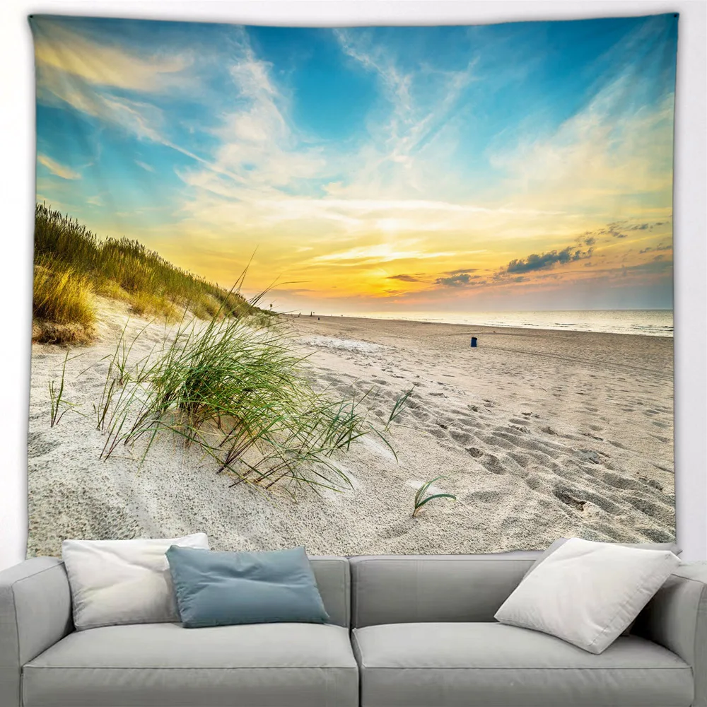 Insel Strand Tapisserie Kokosnuss baum Hawaii Landschaft tropischen Ozean im Freien Poster Natur Landschaft Wandbehang Home Art Dekor