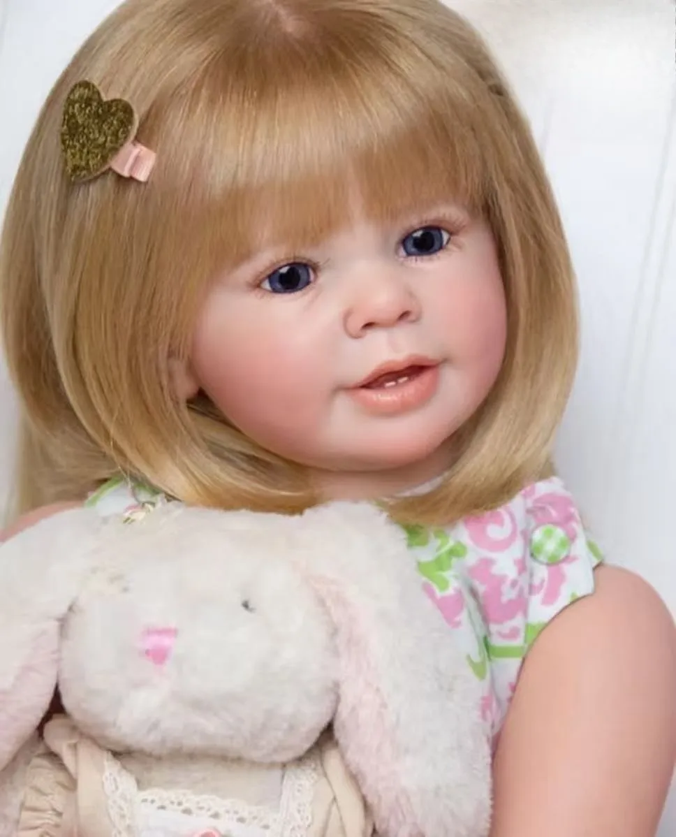 Painted Katie Marie 28inch Pretty Toddler Girl Reborn Baby Doll Rooted Soft Mohair Toy Gift