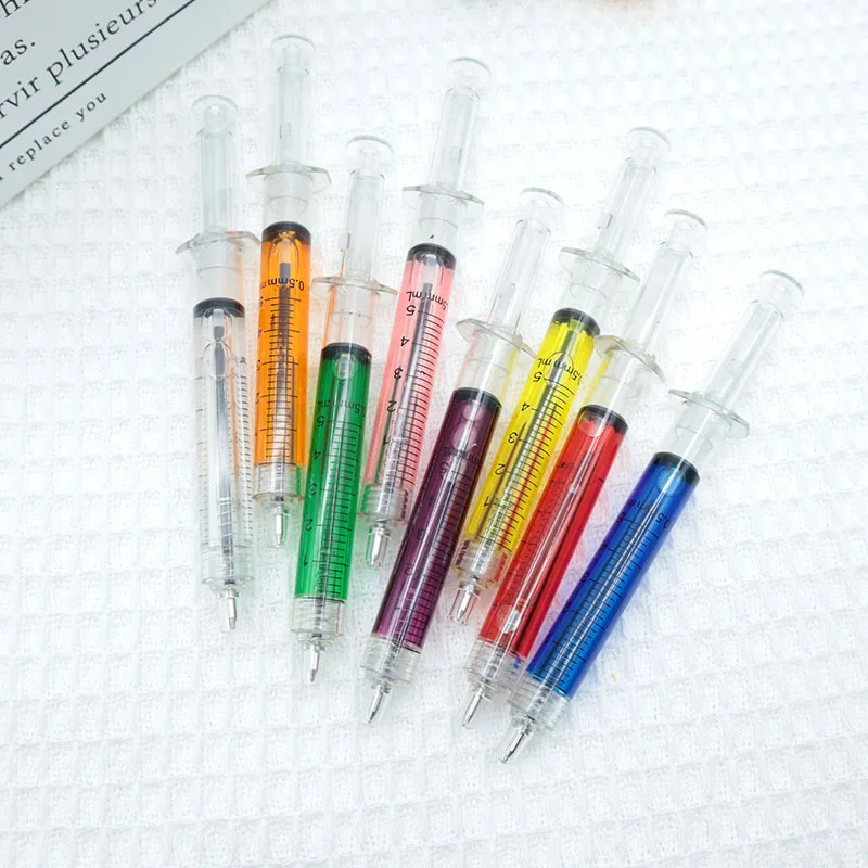 Office School Supplies Needle Syringe Ballpoint Plastic Transparent Simulation Syringe Styling Vaccine Injection Kawai Black Pen