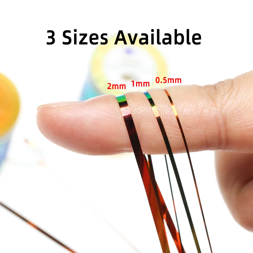 0.5mm 1mm 2mm Peacock Green/Orange Metallic Mylar Two Tones Flat Tinsel Fly Tying Material for Nymphs Midges Wet Flies Body